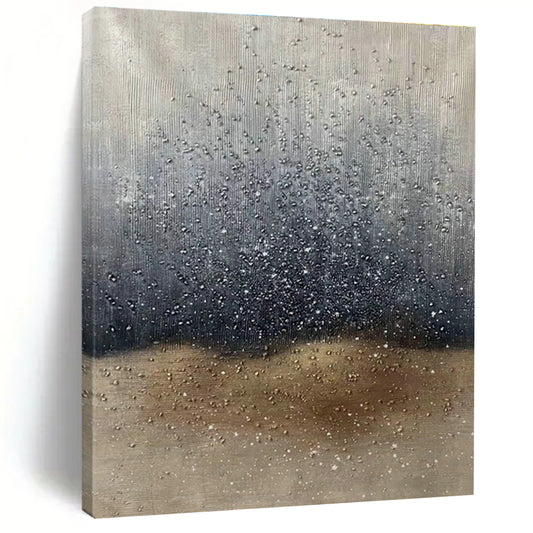 Silver - Grey Raindrop Abstract Art for Living Room & Bedroom DLZ0529