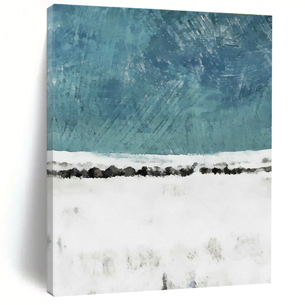 Blue - White Snowscape Art for Nordic - Style Home & Winter Lodge DLZ0680