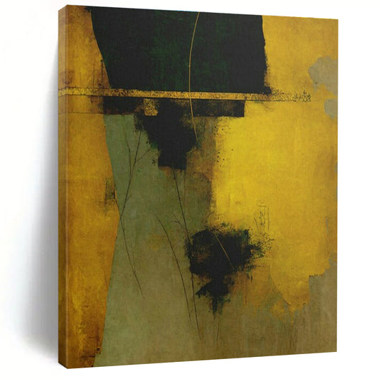 Gold - Green Abstract Art for Luxury Hotel Suite & Art Deco Bedroom DLZ1634