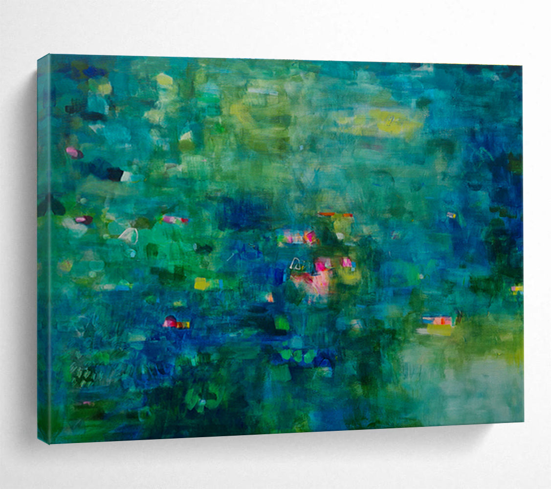 Green - Blue Deep Abstract Art for Calming Meditation Spaces DLZ2421