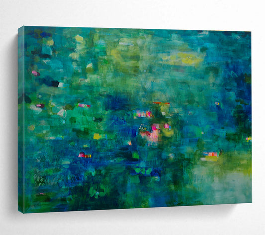 Green - Blue Deep Abstract Art for Calming Meditation Spaces DLZ2421