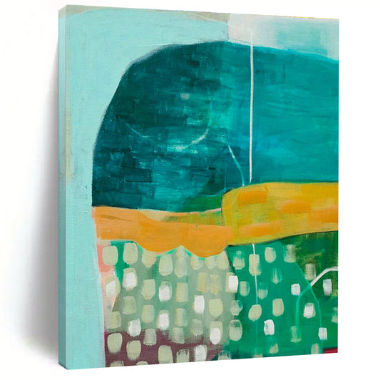 Blue - Green Geometric Art for Coastal Home Dining Rooms DLZ0094
