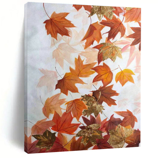 Orange - Gold Maple Leaf Abstract Art for Rustic Fall Wedding Venue & Cozy Cottage DLZ0775