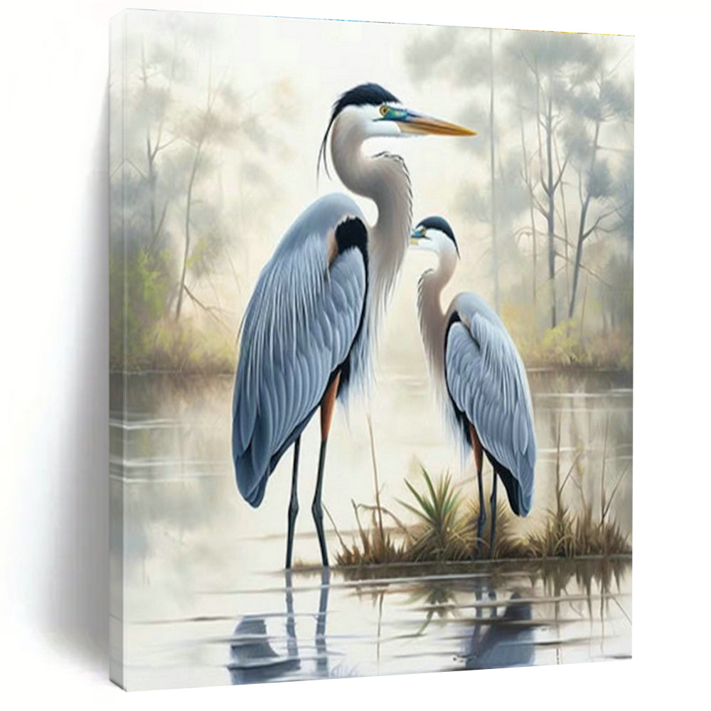 Blue Heron Pair Art for Nature Reserve Visitor Center & Lakeside Cottage DLZ1407