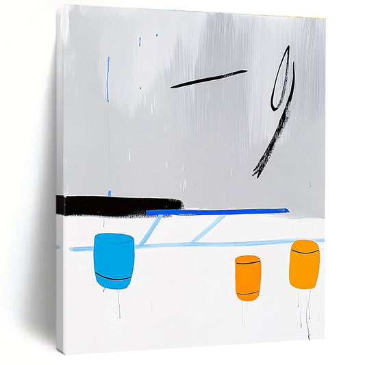Abstract Shapes in Gray, Blue, and Orange Art for Modern Art Gallery & Creative Coworking Space STSC1347