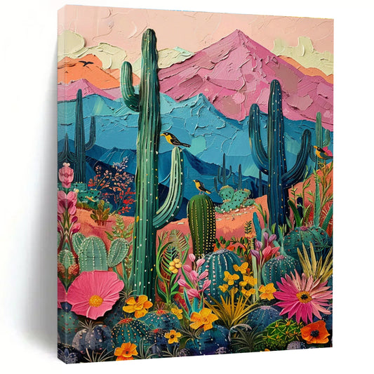 Colorful Desert Landscape Art for Southwest - Style Home & Cactus - Themed Gift Shop DLZ1409