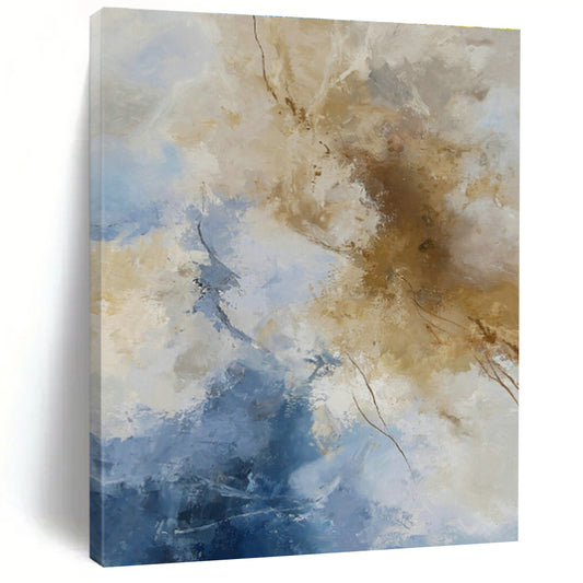 Blue - Brown Blended Abstract Art for Living Room & Studio DLZ0402