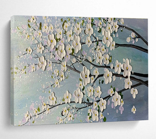 White Flower Branch Art for Minimalist Home Bedroom Accent Walls DLZ3271