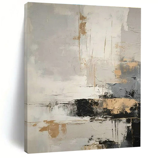 Gray - Gold Abstract Art for Modern Living Room & Luxury Hotel Lobby DLZ1750