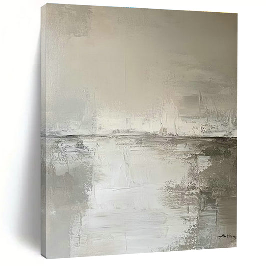 Gray - White Minimalist Abstract Art for Nordic - style Study & Contemporary Hotel Room DLZ0783