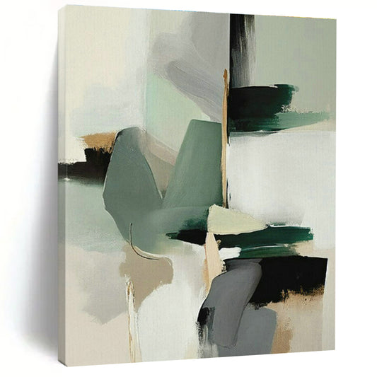 Green - Gray Geometric Abstract Art for Modern Office Lounge & Scandinavian Bedroom DLZ1640