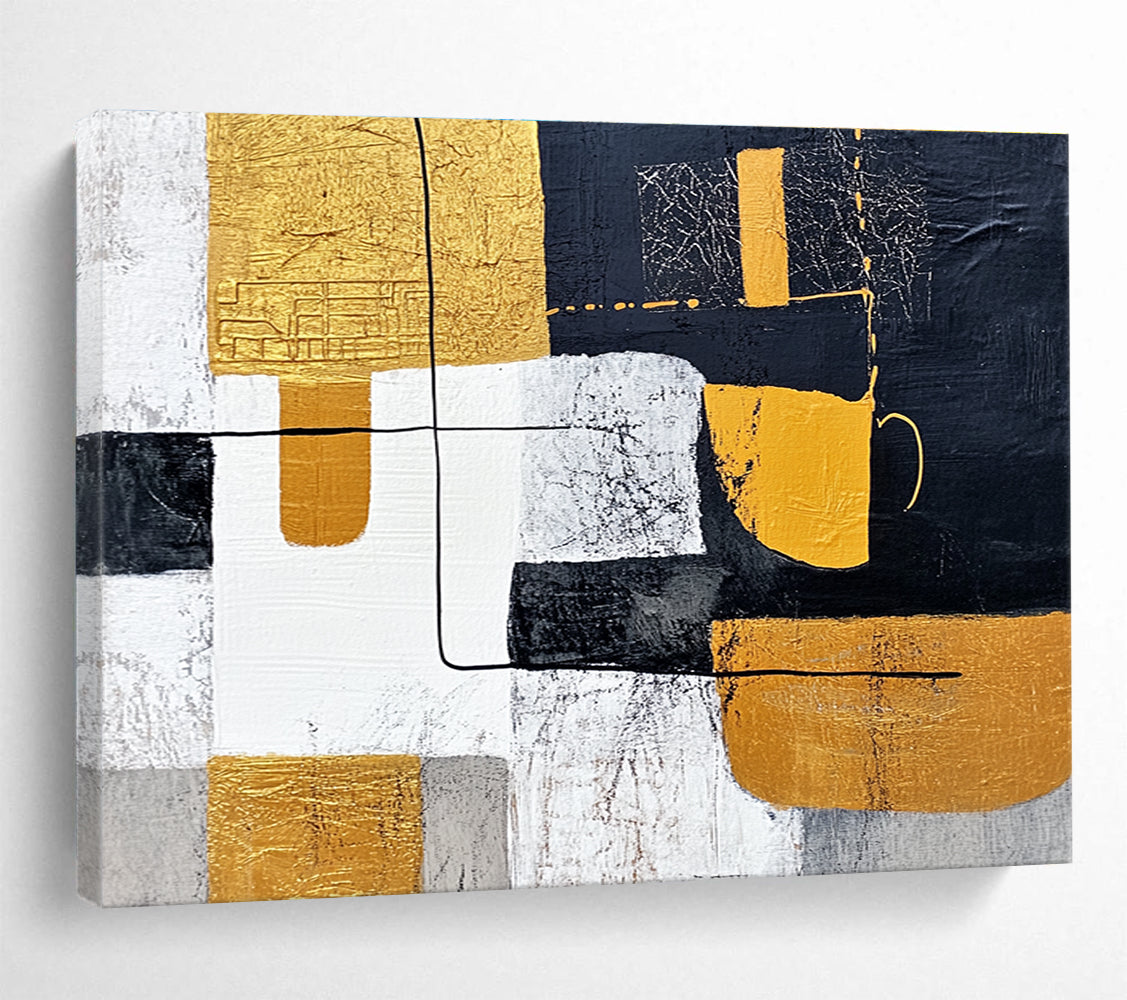 Geometric Abstract with Gold Art for Luxury Condo Living Room & High - End Art Gallery SC266