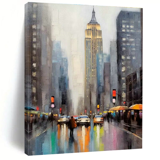 City Street Oil Painting for Living Room & Office DLZ0369