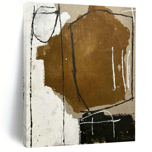 Brown - Black - White Abstract Art for Bohemian Home Living Room & Artistic Studio DLZ2029