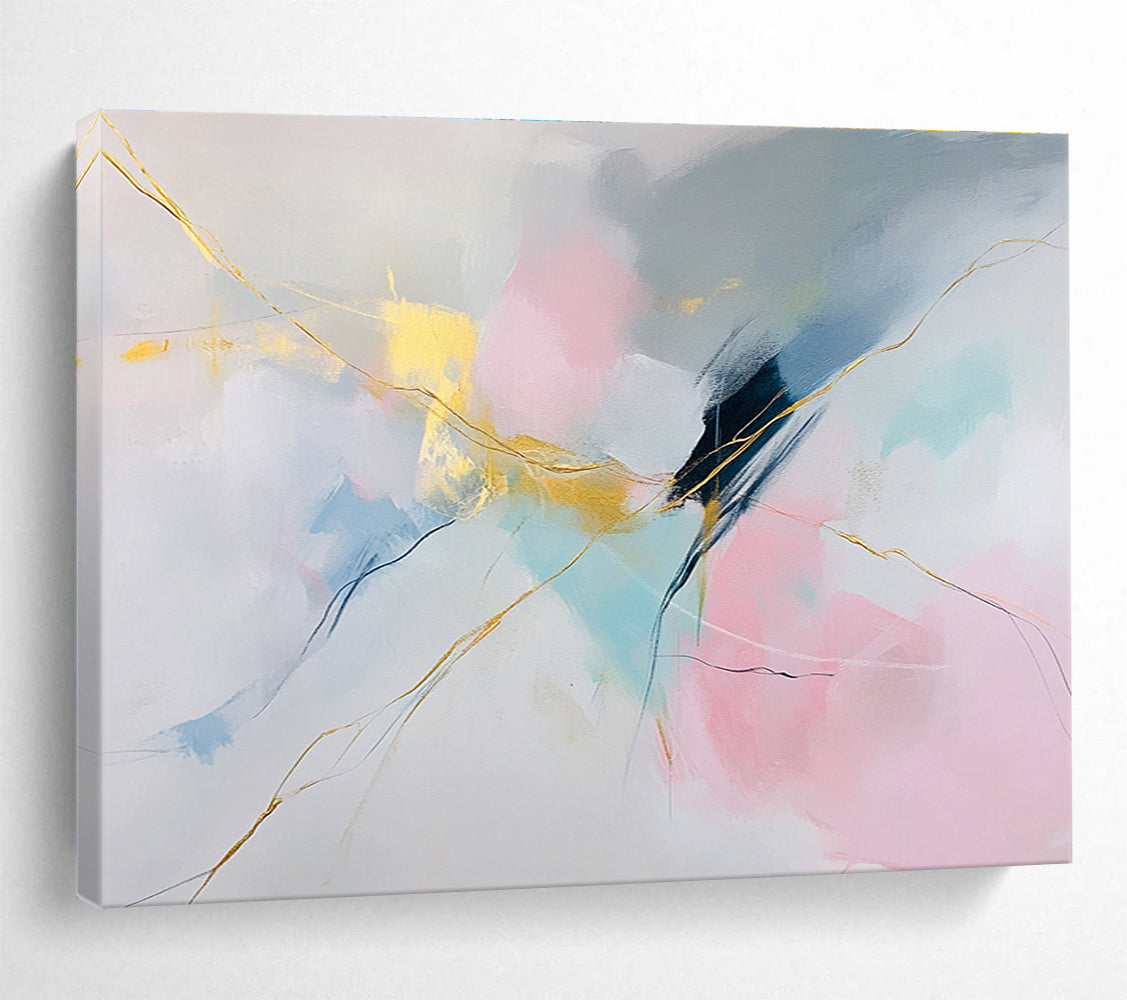 Pastel Abstract with Gold Lines Art for Feminine Boutique & Luxury Spa Lounge SC282