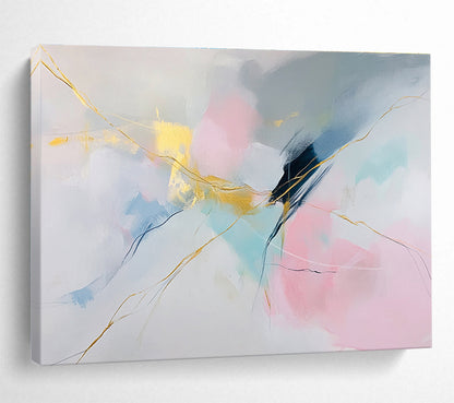 Pastel Abstract with Gold Lines Art for Feminine Boutique & Luxury Spa Lounge SC282