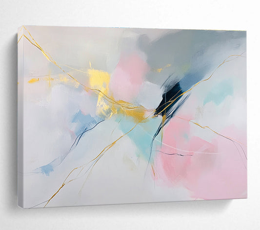 Pastel Abstract with Gold Lines Art for Feminine Boutique & Luxury Spa Lounge SC282