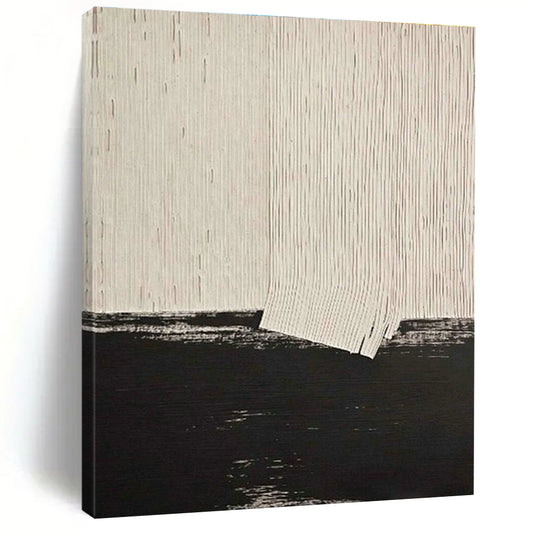 Black and White Striped Abstract Art for Minimalist Office & Monochrome Bedroom DLZ2203