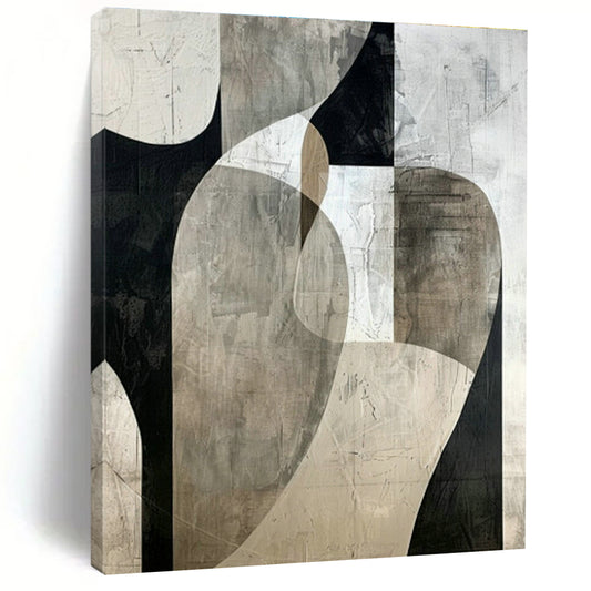 Black - White Curved Abstract Art for Contemporary Gallery & Chic Boutique DLZ1319