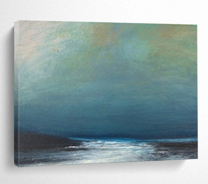 Serene Sea View Oil Painting for Minimalist Coastal Bathrooms DLZ2491