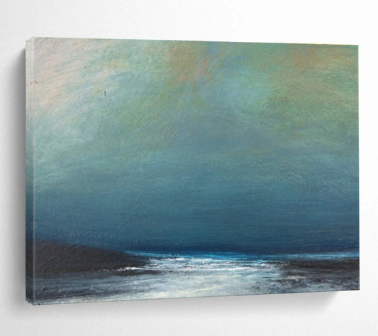 Serene Sea View Oil Painting for Minimalist Coastal Bathrooms DLZ2491