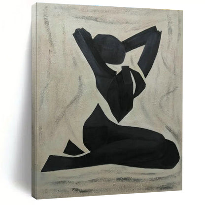 Black Yoga Pose Silhouette Art for Wellness Center & Minimalist Bedroom DLZ2265