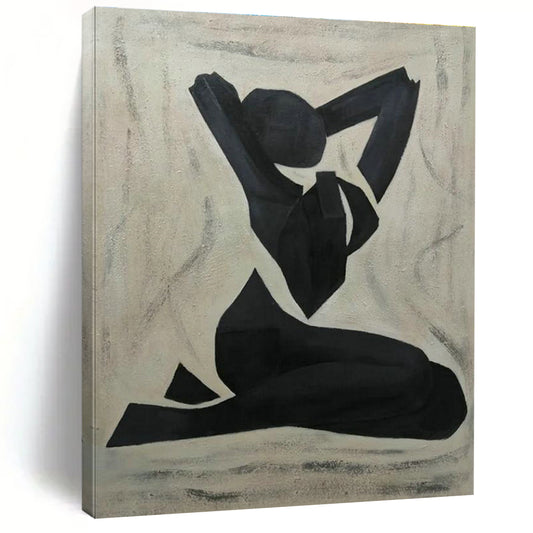 Black Yoga Pose Silhouette Art for Wellness Center & Minimalist Bedroom DLZ2265