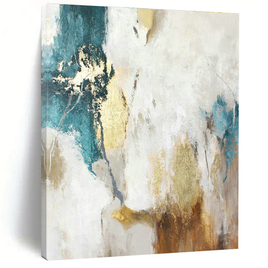 White - Gold - Blue Abstract Art for Bedroom & Living Room DLZ0401