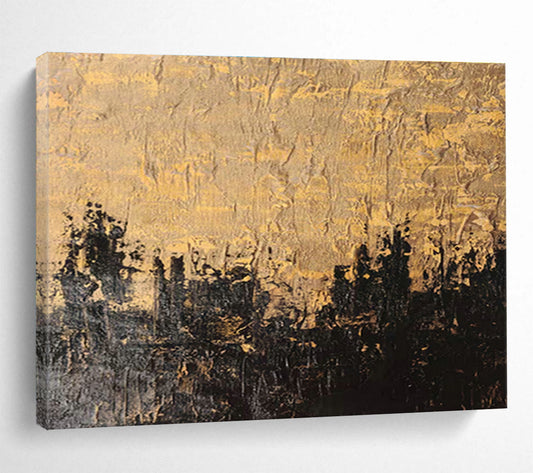 Black - Gold Textured Abstract Art for Stylish Studies DLZ2404
