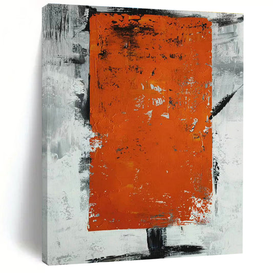 Orange - Grey Block Abstract Art for Living Room & Office DLZ0495