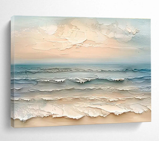 Textured Beach Wave Art for Coastal Resort Hotel Balcony Spaces DLZ3179