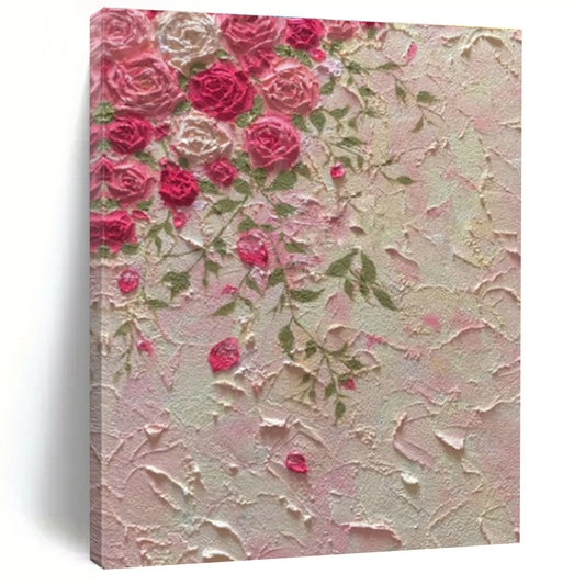 Textured Pink Floral Relief Art for Bridal Suite & Tea Parlor DLZ0603