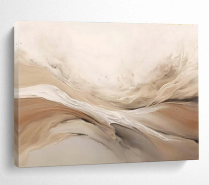 Beige Flowing Abstract Art for Minimalist Living Rooms DLZ2476