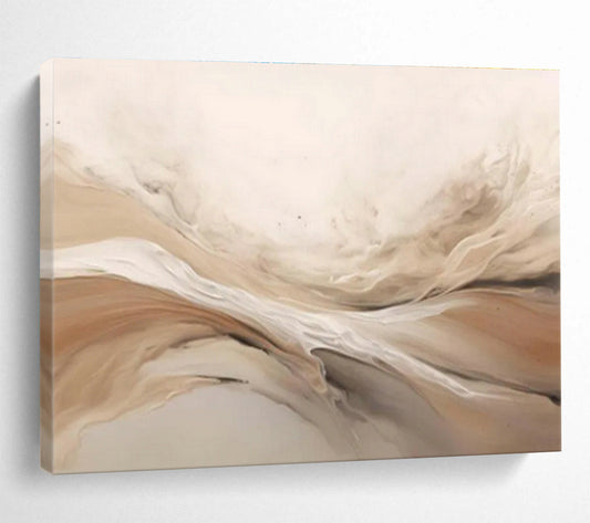 Beige Flowing Abstract Art for Minimalist Living Rooms DLZ2476