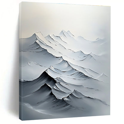 Textured Mountain Peaks Impasto Landscape Art for Rustic Home Lodge & Adventure - Themed Home Office STSC1493