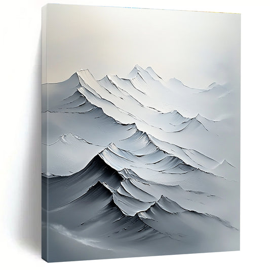 Textured Mountain Peaks Impasto Landscape Art for Rustic Home Lodge & Adventure - Themed Home Office STSC1493