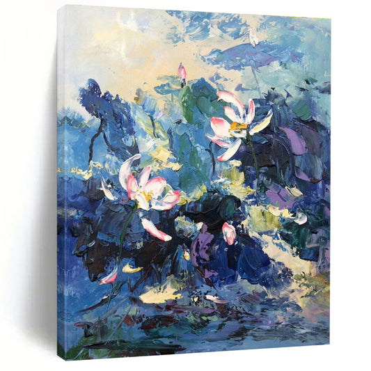 Lotus Flower Oil Painting for Zen Garden Home & Wellness Retreat DLZ1305