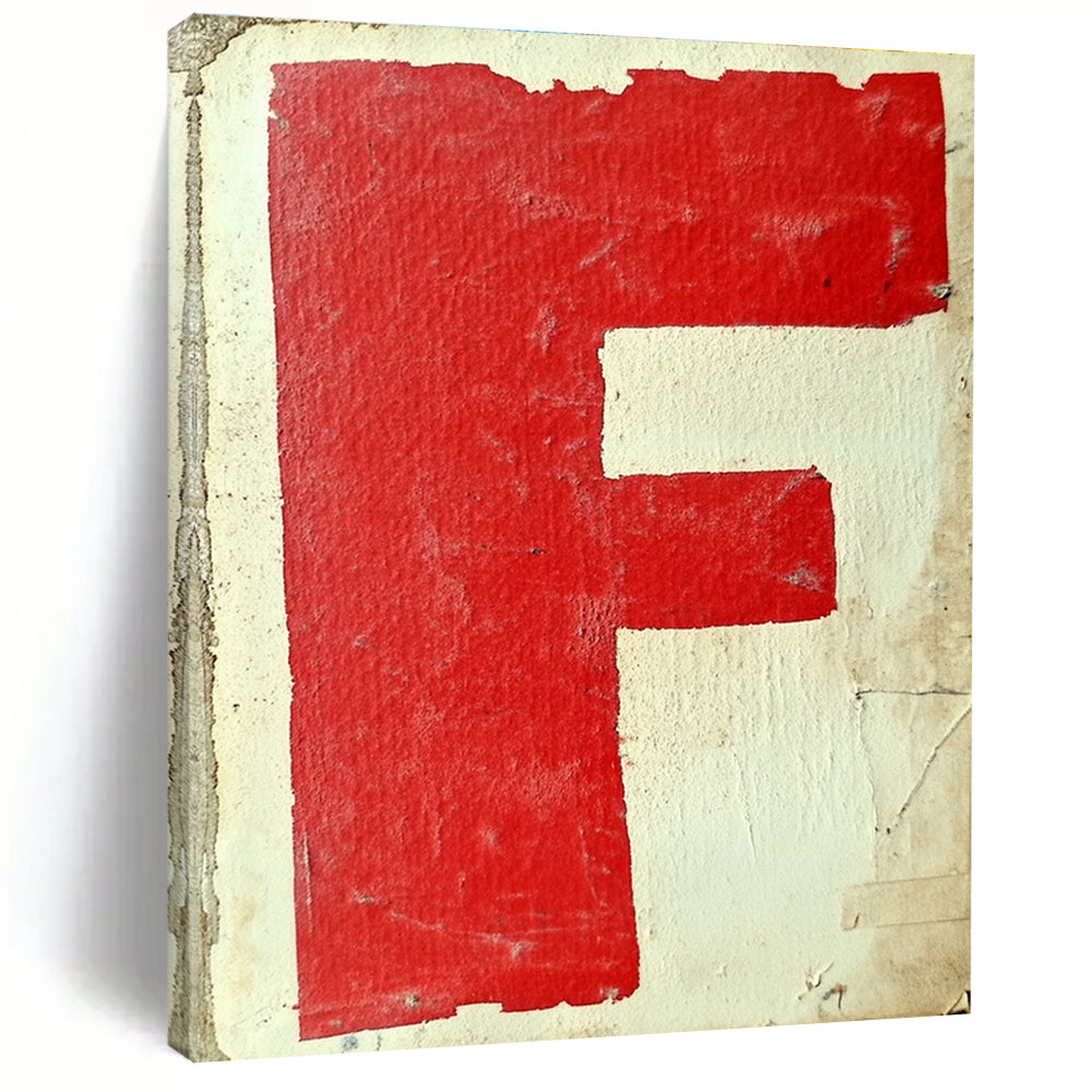 Red “F” on White Art for Retro - Style Bookstore & Industrial - Chic Home Study STSC1415