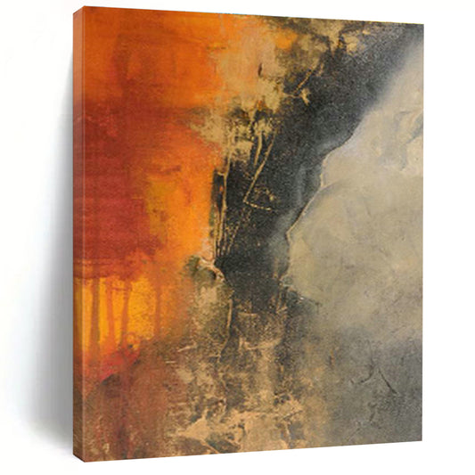 Orange - Black Abstract Art for Industrial - Style Loft Studio Spaces DLZ0025