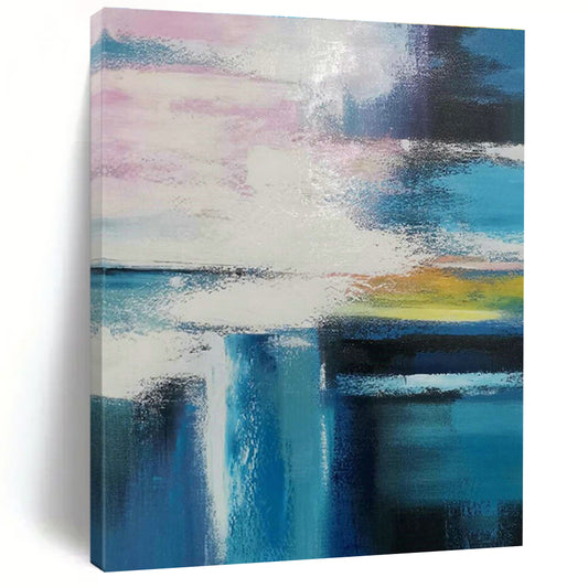 Pink - Blue - Yellow Abstract Art for Bedroom & Art - Themed Café DLZ1239