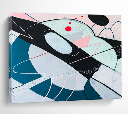 Pink - Blue Geometric Abstract for Chic Bedroom DLZ2933