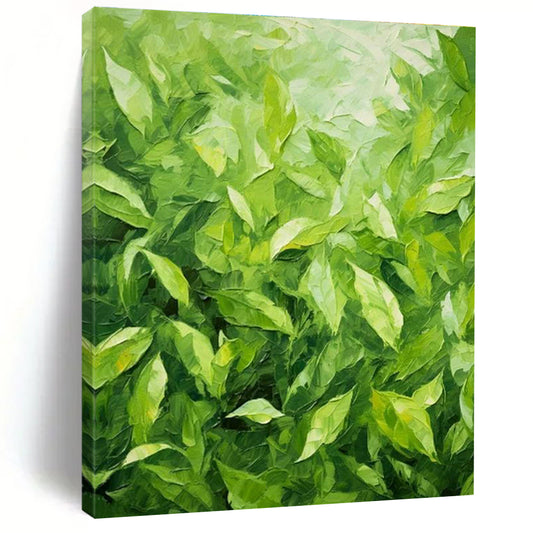Green Leaves Oil Art for Living Room & Entryway DLZ0306