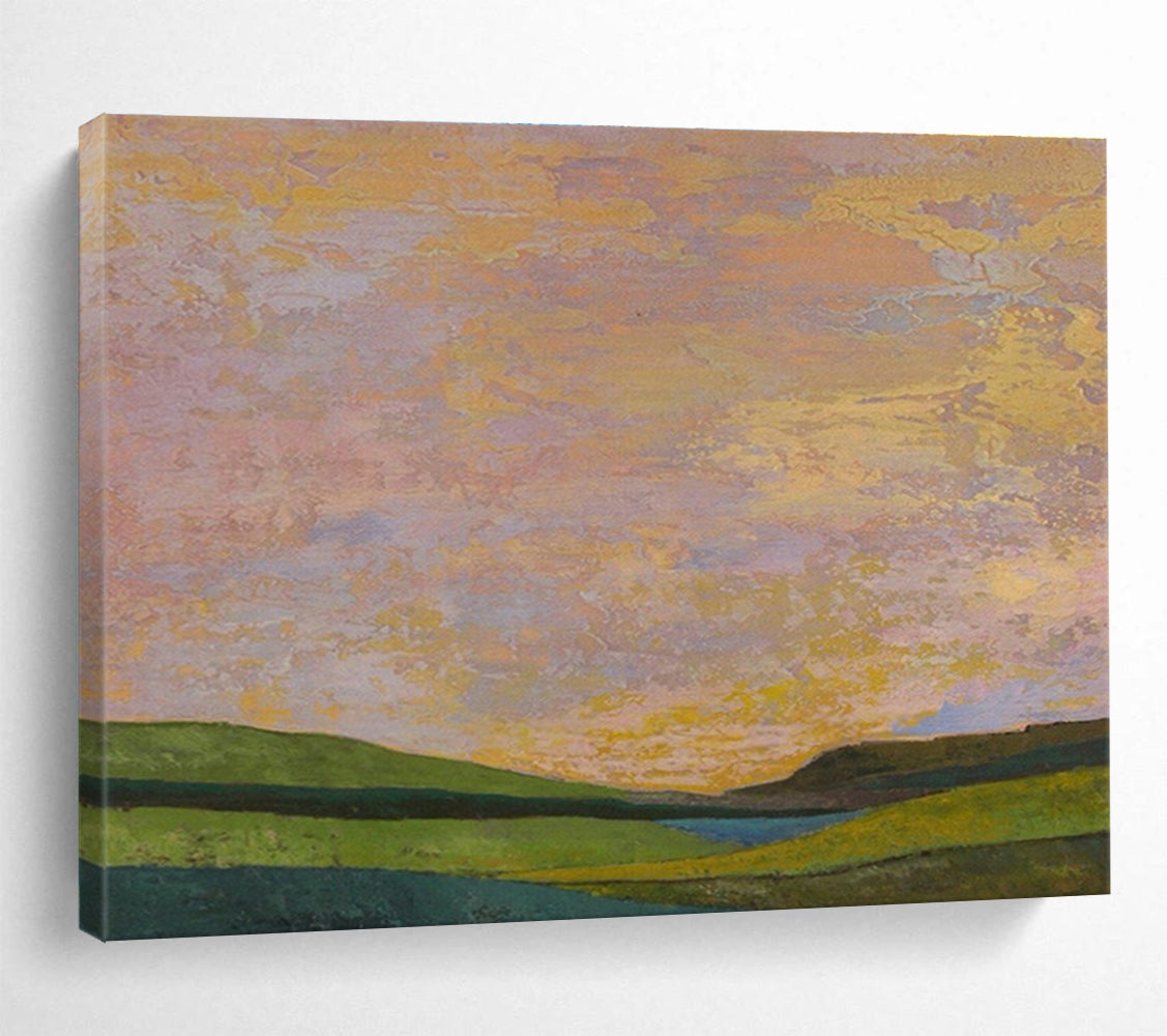Pink - Gold Sky Landscape Art for Romantic Bedroom DLZ2822