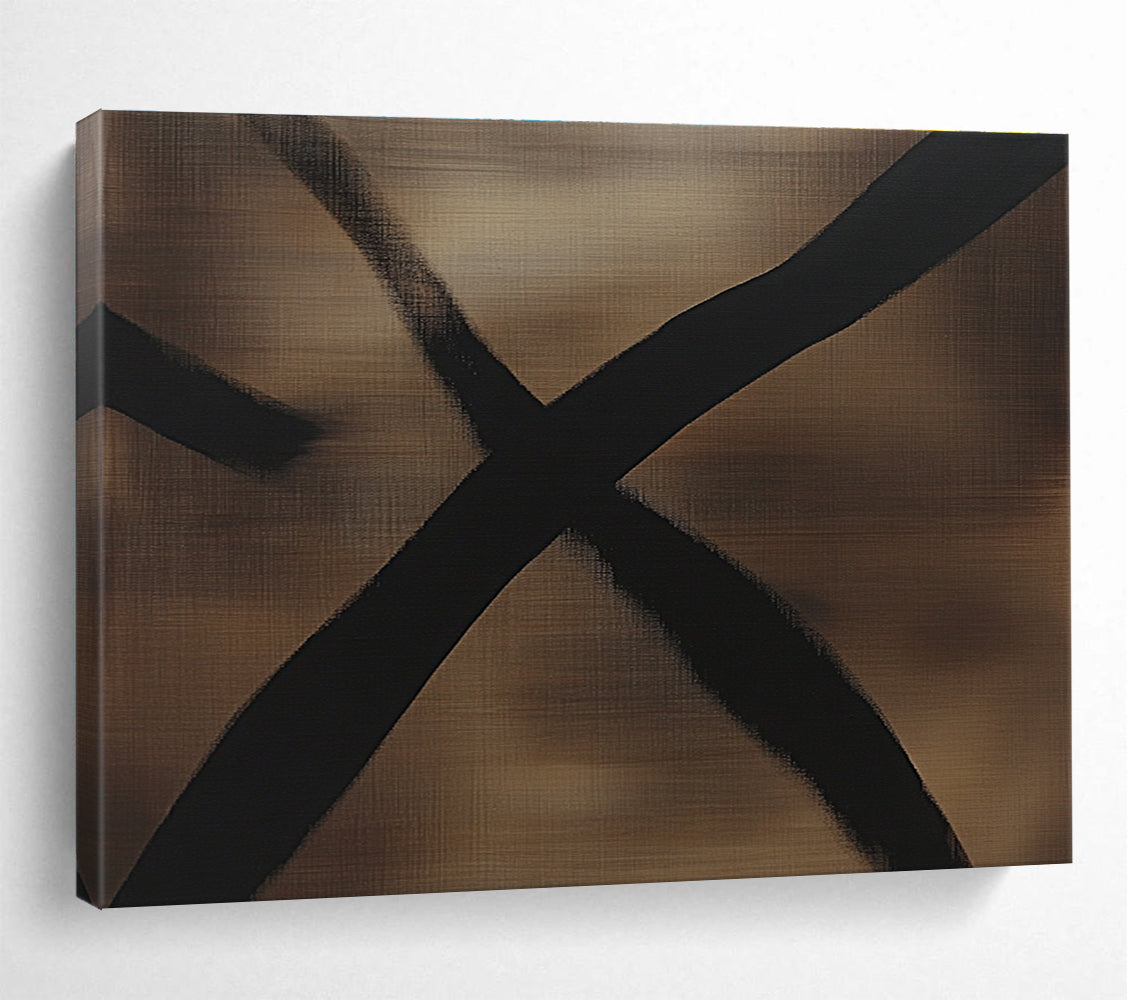 Brown and Black X - Shaped Art for Masculine Study & Industrial - Style Loft SC349