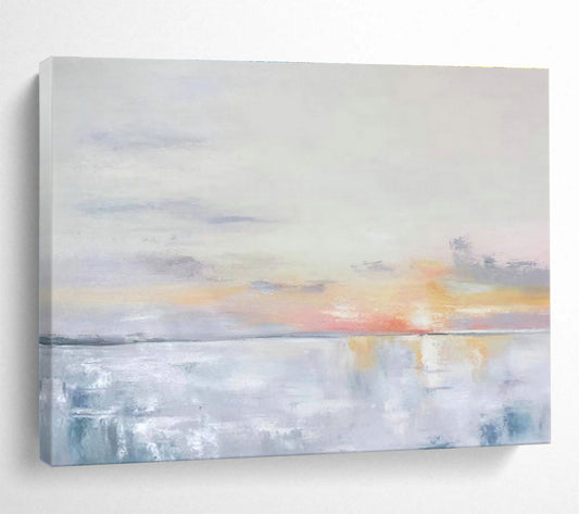 Soft - Toned Seaside Sunset Abstract Art for Minimalist Bedroom DLZ2804