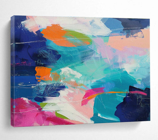 Blue - Pink Clash Abstract Art for Modern Living Room DLZ2873