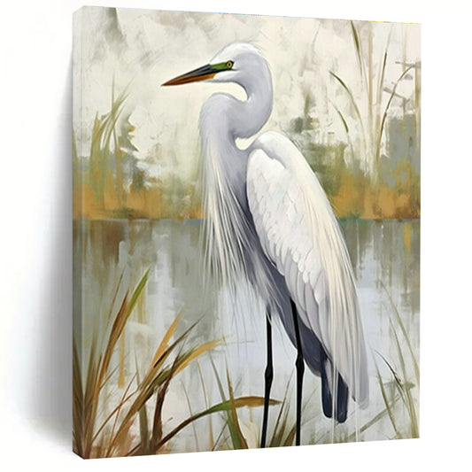White Egret Art for Nature - Lovers’ Living Room & Lakeside Cottage DLZ1540