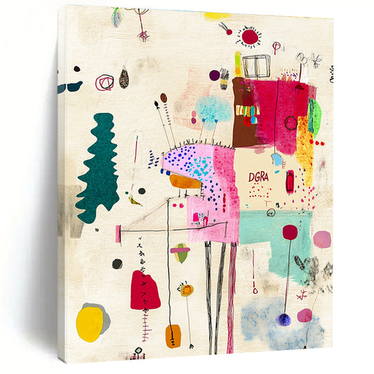 Colorful Abstract Collage Art for Creative Coworking Space & Bohemian - Style Gallery STSC934