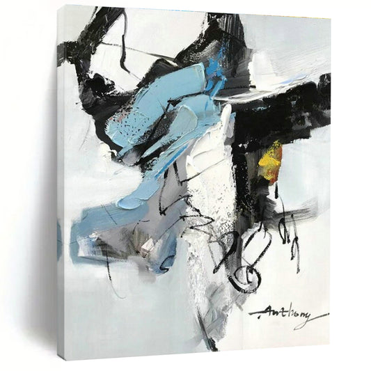 Blue - Black - Yellow Abstract Art for Fashion Boutique & Modern Restaurant DLZ1664