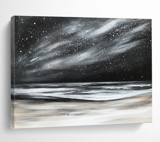 Starry Night Seascape Art for Nautical - Themed Bedroom & Serene Meditation Space SC295